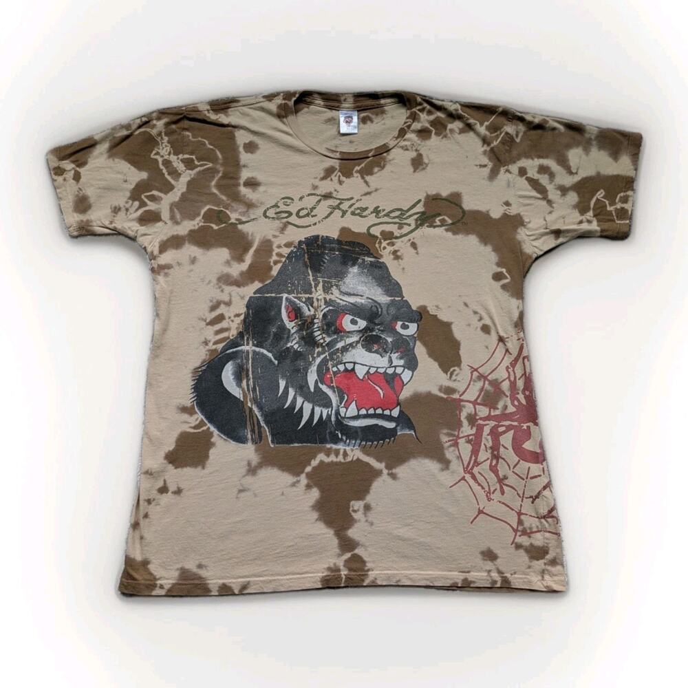 Vintage Ed Hardy by Christian Audigier Tie Dye Gorilla Print T-Shirt - XL